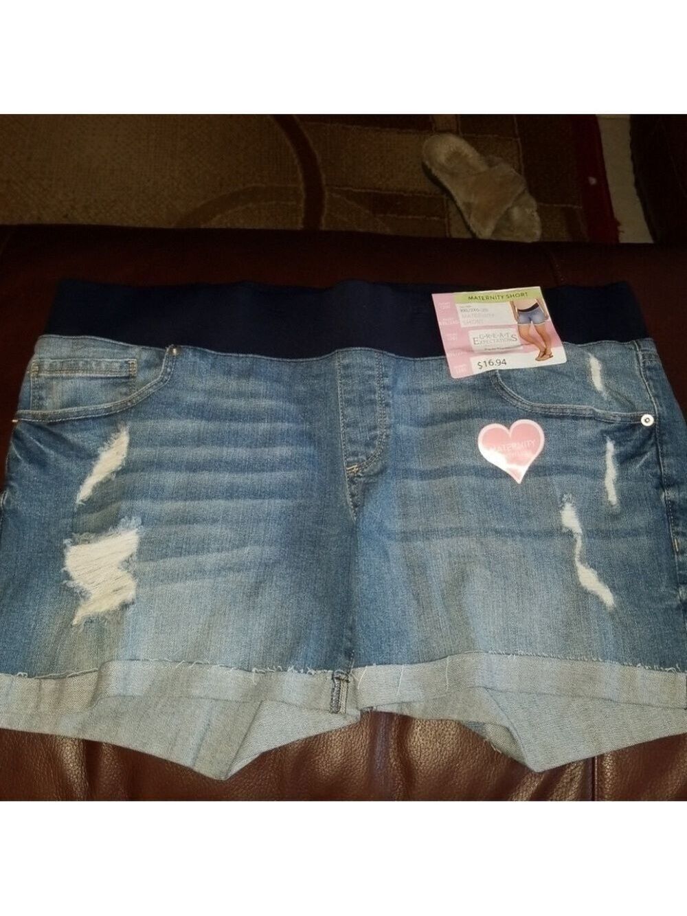 Great expectations distressed maternity jean short